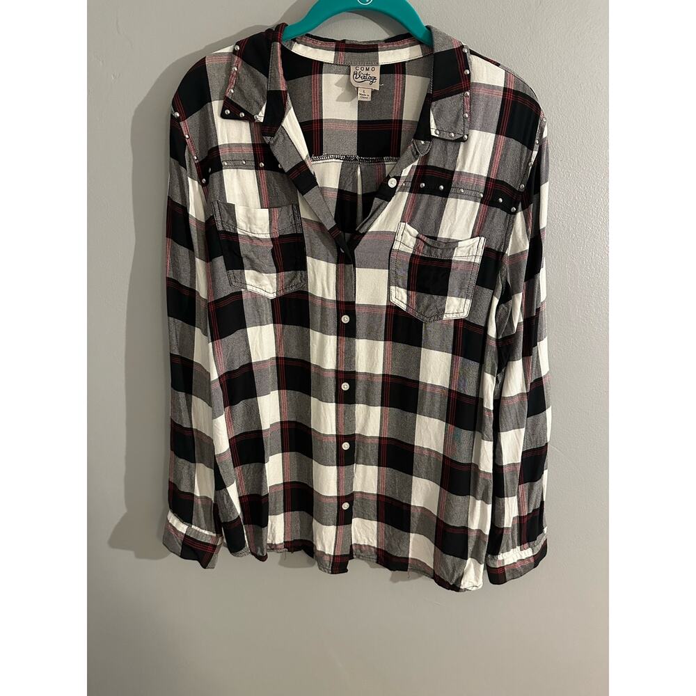 Como Vintage Studded Button up Plaid